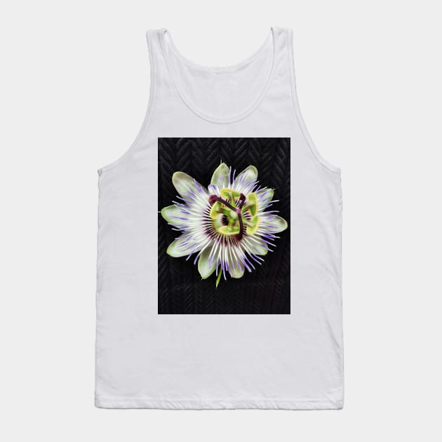 passion flower intricate shape and design on a black background Tank Top by mister-john